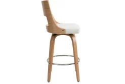 Clearance Miliboo Taburete de bar nórdico blanco y madera clara GARBO