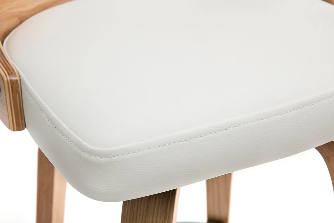 Clearance Miliboo Taburete de bar nórdico blanco y madera clara GARBO