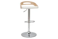 Shop Miliboo Taburete de bar regulable en altura moderno madera clara y blanco MANO