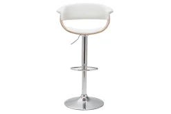 Hot Miliboo Taburete de bar regulable blanco y madera clara OKTAV