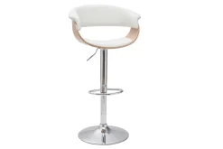 Hot Miliboo Taburete de bar regulable blanco y madera clara OKTAV