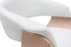 Hot Miliboo Taburete de bar regulable blanco y madera clara OKTAV