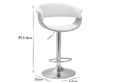 Hot Miliboo Taburete de bar regulable blanco y madera clara OKTAV