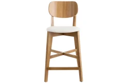 Flash Sale Miliboo Taburete de bar roble y asiento blanco A65 cm LUCIA