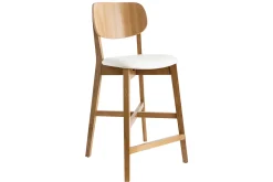 Flash Sale Miliboo Taburete de bar roble y asiento blanco A65 cm LUCIA