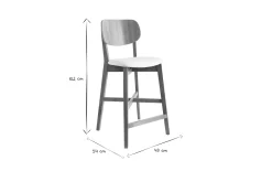 Flash Sale Miliboo Taburete de bar roble y asiento blanco A65 cm LUCIA