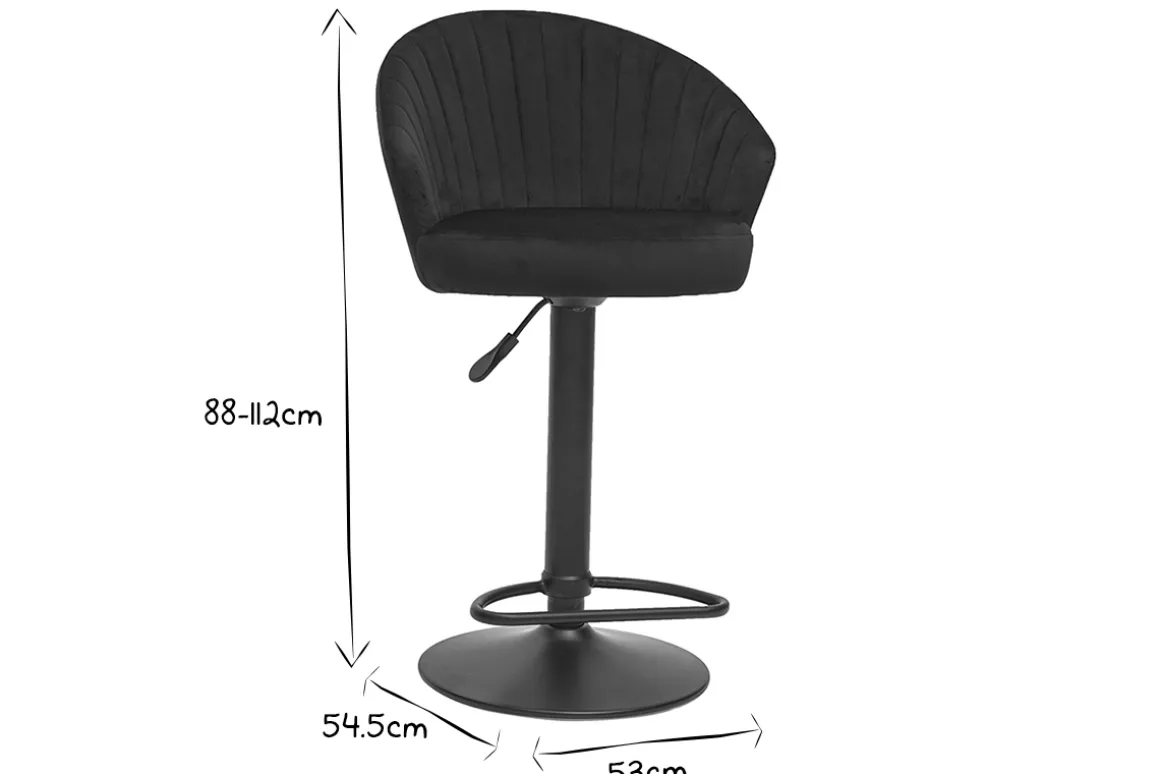 Cheap Miliboo Taburete de bar terciopelo negro IZAAC