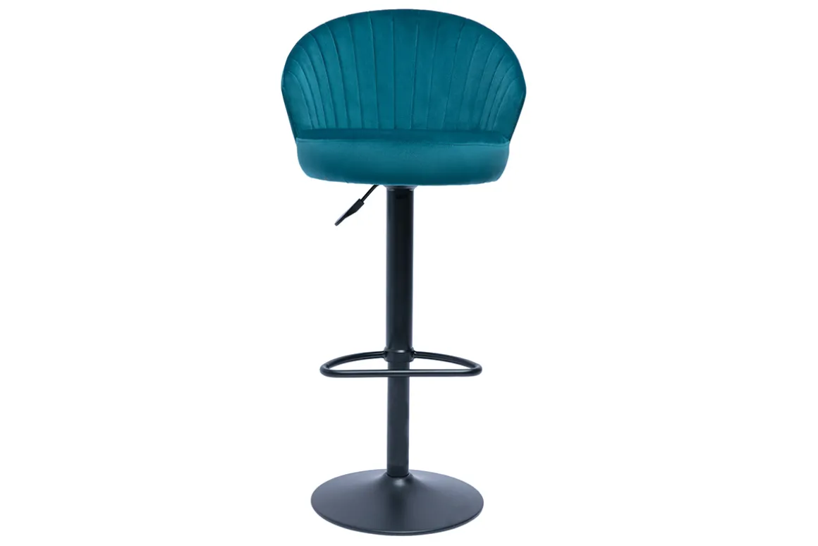 Fashion Miliboo Taburete de bar terciopelo azul petróleo IZAAC