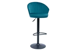 Fashion Miliboo Taburete de bar terciopelo azul petróleo IZAAC