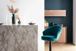 Fashion Miliboo Taburete de bar terciopelo azul petróleo IZAAC