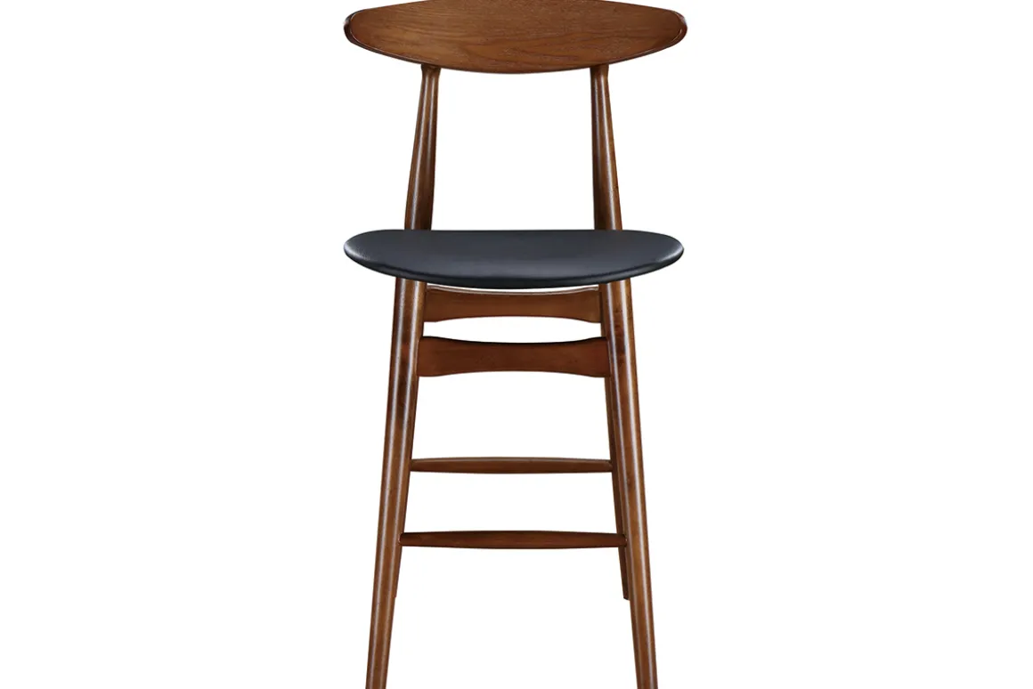 Store Miliboo Taburete de bar vintage nogal y PU negro 65cm lote de 2 WALFORD