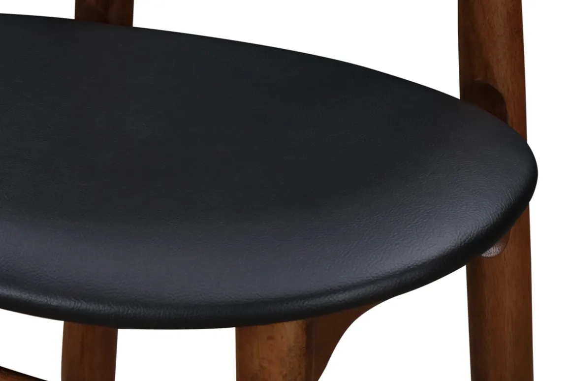 Store Miliboo Taburete de bar vintage nogal y PU negro 65cm lote de 2 WALFORD