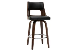 Flash Sale Miliboo Taburete de bar vintage negro y madera oscura GARBO