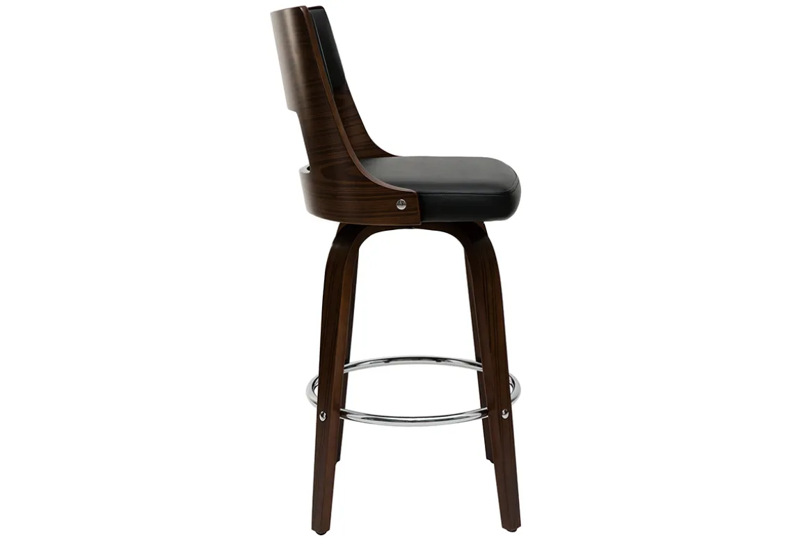 Flash Sale Miliboo Taburete de bar vintage negro y madera oscura GARBO