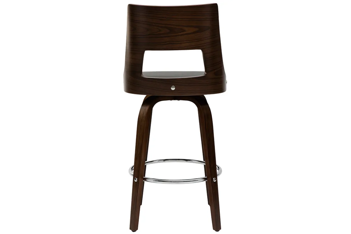 Flash Sale Miliboo Taburete de bar vintage negro y madera oscura GARBO