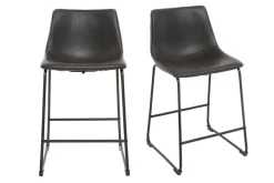 Hot Miliboo Taburete de bar vintage PU negro 61cm lote de 2 NEW ROCK