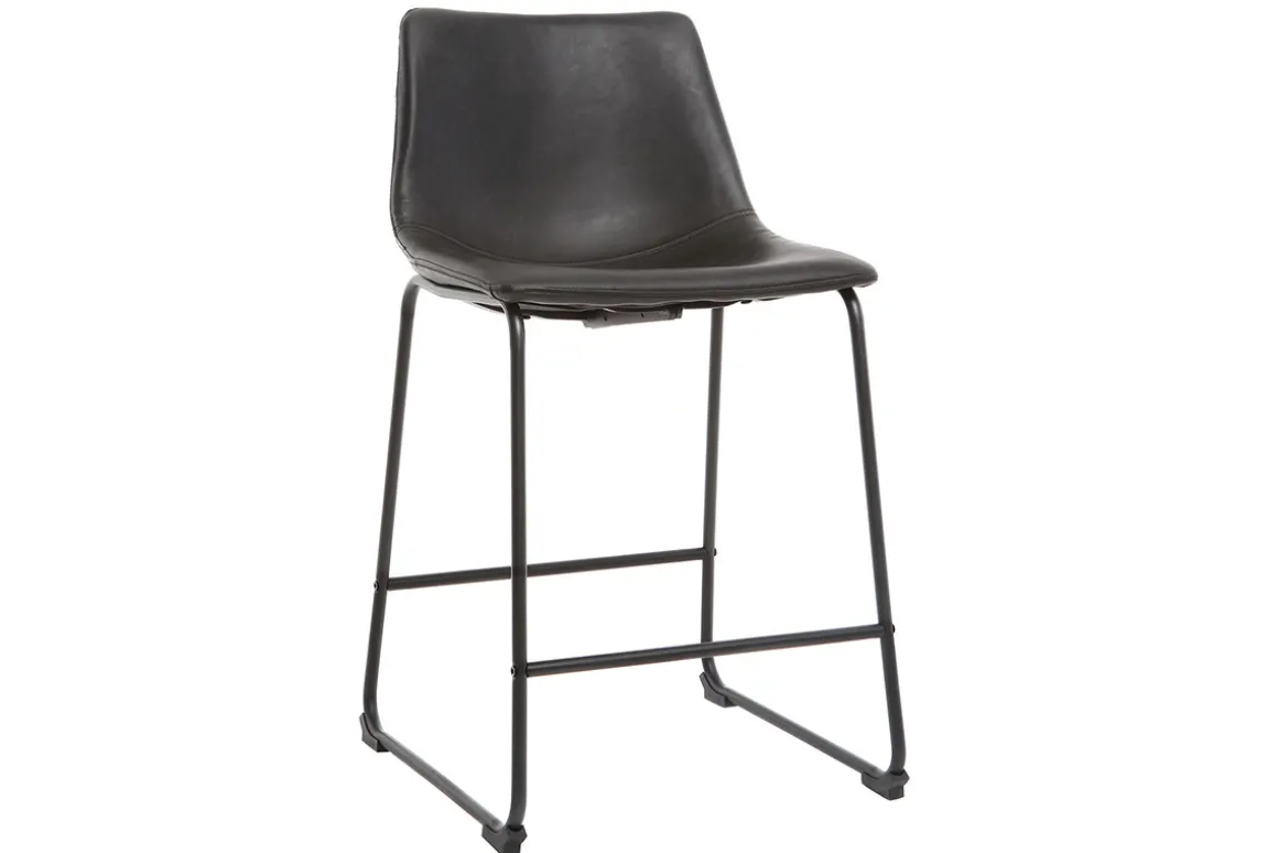 Hot Miliboo Taburete de bar vintage PU negro 61cm lote de 2 NEW ROCK