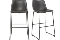 Clearance Miliboo Taburete de bar vintage PU negro 73cm lote de 2 NEW ROCK