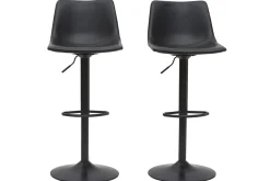 Best Sale Miliboo Taburete de bar vintage regulable PU negro 61cm lote de 2 NEW ROCK