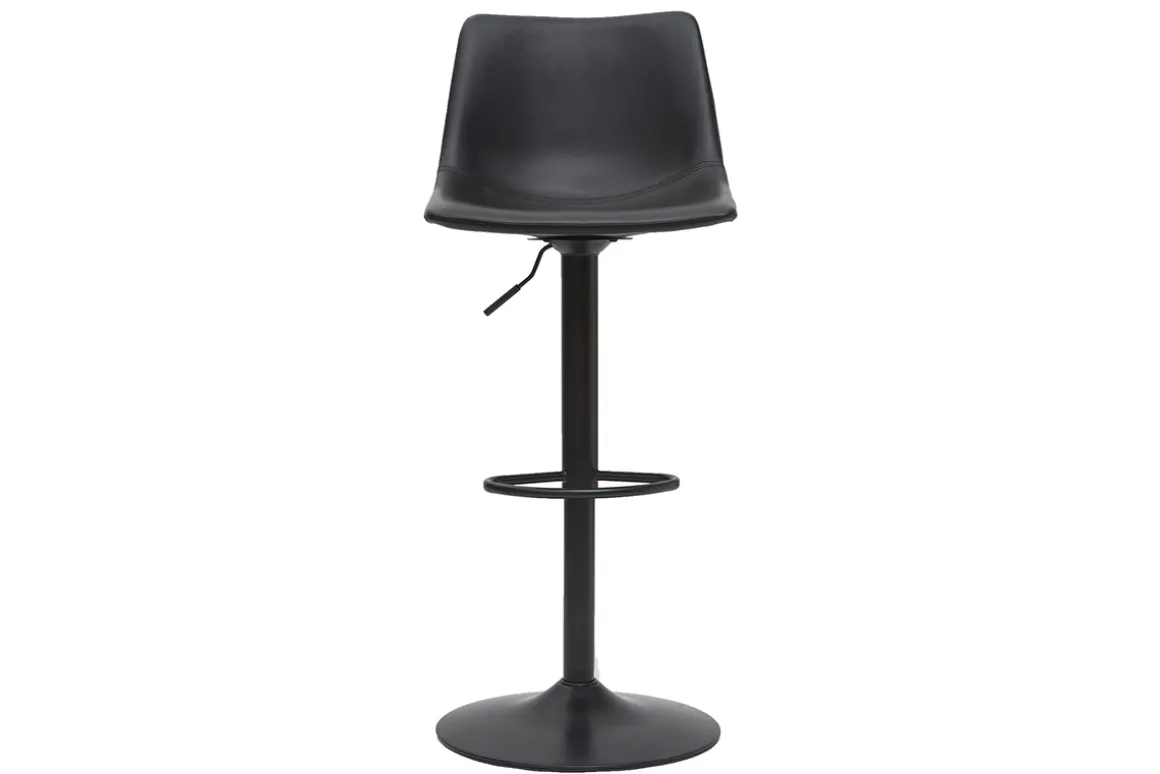 Best Sale Miliboo Taburete de bar vintage regulable PU negro 61cm lote de 2 NEW ROCK