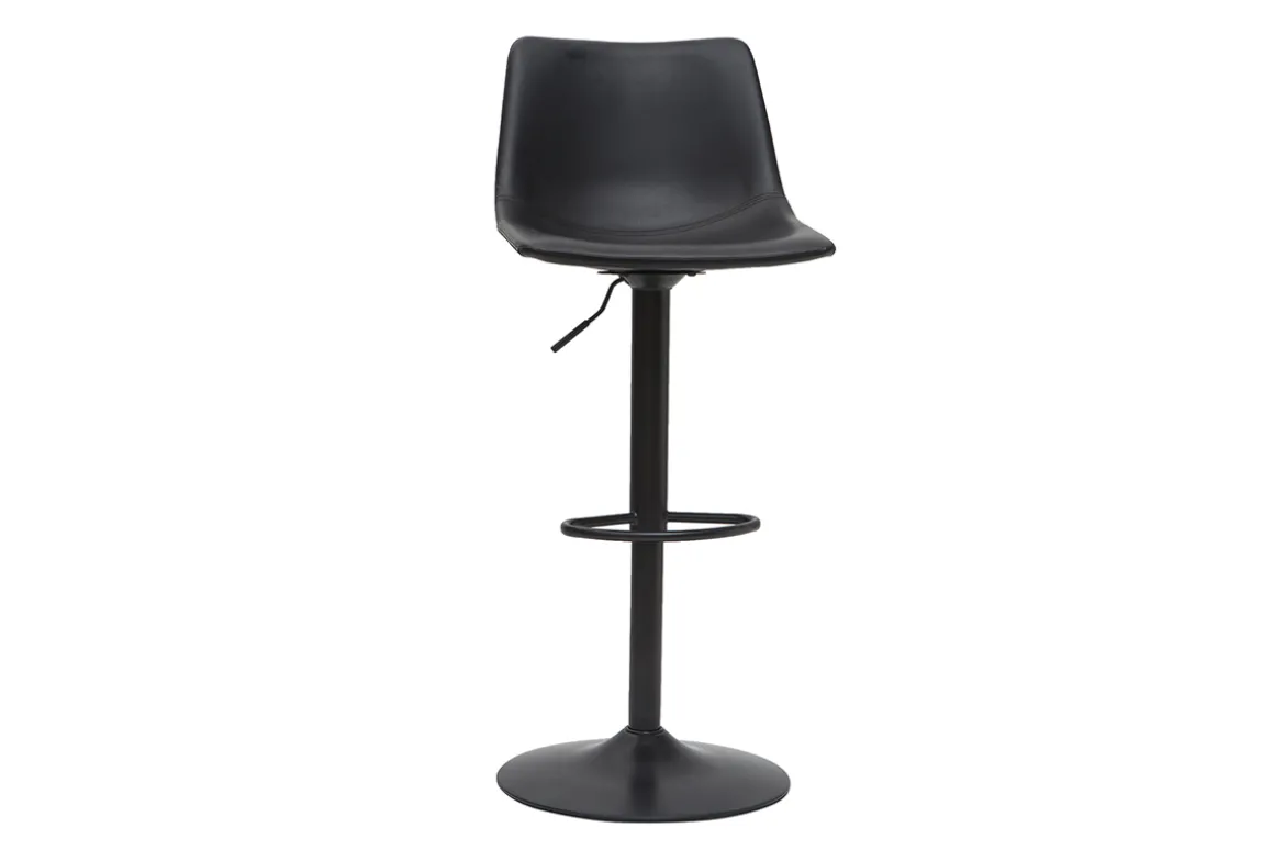 Best Sale Miliboo Taburete de bar vintage regulable PU negro 61cm lote de 2 NEW ROCK