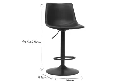 Best Sale Miliboo Taburete de bar vintage regulable PU negro 61cm lote de 2 NEW ROCK