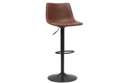 Store Miliboo Taburete de bar vintage regulable PU marrón claro 61cm lote de 2 NEW ROCK