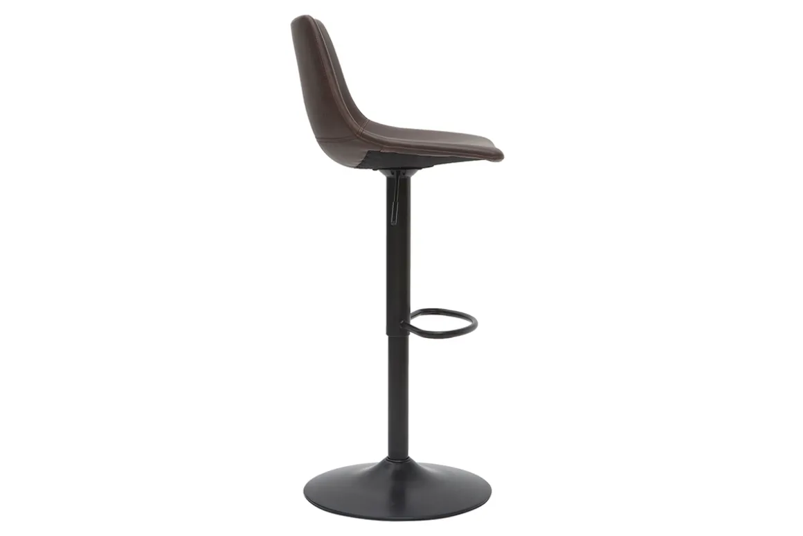 Outlet Miliboo Taburete de bar vintage regulable PU marrón oscuro 61cm lote de 2 NEW ROCK