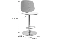 Shop Miliboo Taburete de cocina ajustable de diseño blanco con madera clara BECK