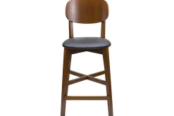Flash Sale Miliboo Taburete de cocina con acabado nogal y asiento negro 65 cm de altura LUCIA