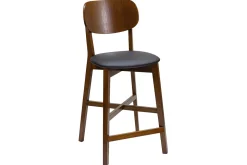 Flash Sale Miliboo Taburete de cocina con acabado nogal y asiento negro 65 cm de altura LUCIA