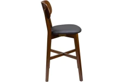 Flash Sale Miliboo Taburete de cocina con acabado nogal y asiento negro 65 cm de altura LUCIA