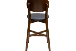 Flash Sale Miliboo Taburete de cocina con acabado nogal y asiento negro 65 cm de altura LUCIA