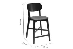 Flash Sale Miliboo Taburete de cocina con acabado nogal y asiento negro 65 cm de altura LUCIA