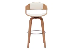 Cheap Miliboo Taburete de cocina de diseño giratorio blanco con madera clara 67 cm GAO