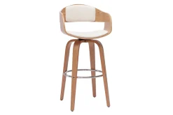 Cheap Miliboo Taburete de cocina de diseño giratorio blanco con madera clara 67 cm GAO