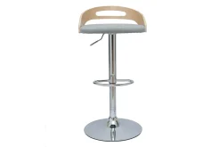 Cheap Miliboo Taburete de cocina de diseño regulable de madera clara y tejido gris claro MANO