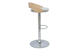 Cheap Miliboo Taburete de cocina de diseño regulable de madera clara y tejido gris claro MANO