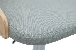 Cheap Miliboo Taburete de cocina de diseño regulable de madera clara y tejido gris claro MANO