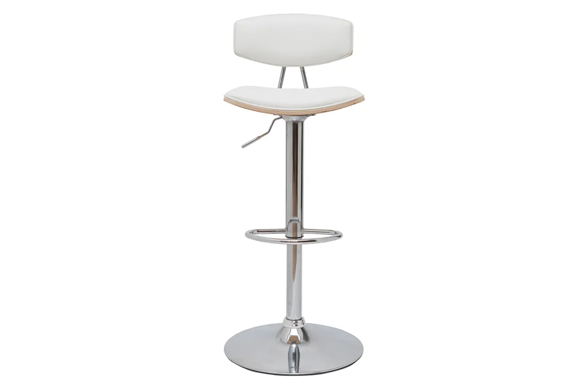 Cheap Miliboo Taburete de cocina de diseño regulable blanco y madera clara VASCO