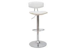 Cheap Miliboo Taburete de cocina de diseño regulable blanco y madera clara VASCO