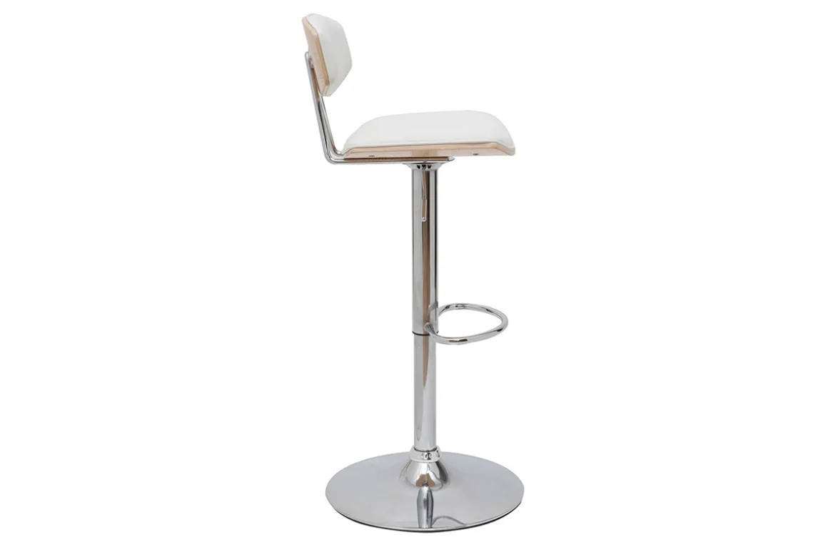 Cheap Miliboo Taburete de cocina de diseño regulable blanco y madera clara VASCO