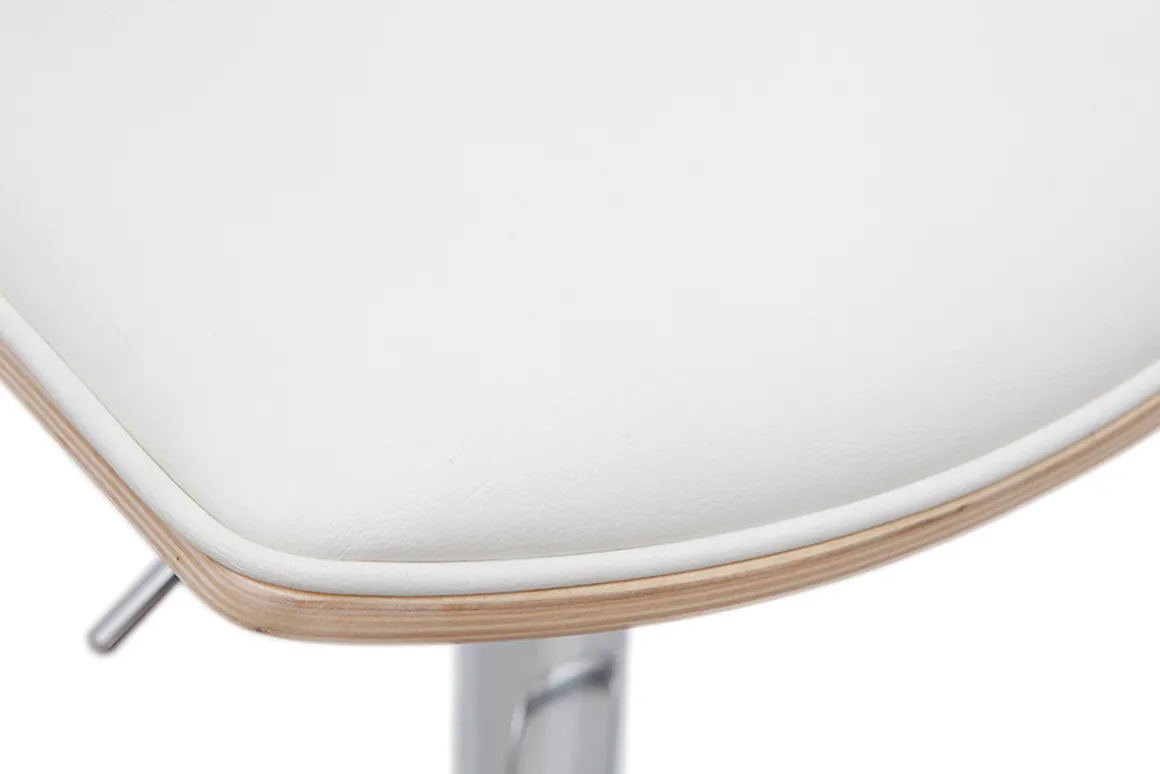 Cheap Miliboo Taburete de cocina de diseño regulable blanco y madera clara VASCO