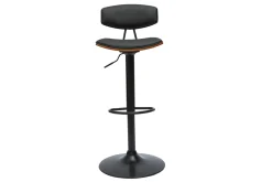 Flash Sale Miliboo Taburete de cocina de diseño regulable negro con madera oscura VASCO