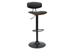 Flash Sale Miliboo Taburete de cocina de diseño regulable negro con madera oscura VASCO