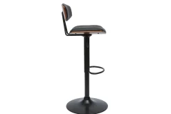 Flash Sale Miliboo Taburete de cocina de diseño regulable negro con madera oscura VASCO