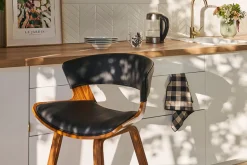 Outlet Miliboo Taburete de cocina de diseño negro con madera oscura 65 cm SYRAH