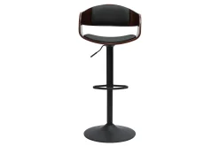 New Miliboo Taburete de cocina de diseño regulable negro con madera oscura EUSTACHE