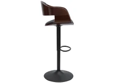 New Miliboo Taburete de cocina de diseño regulable negro con madera oscura EUSTACHE