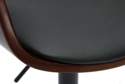 New Miliboo Taburete de cocina de diseño regulable negro con madera oscura EUSTACHE
